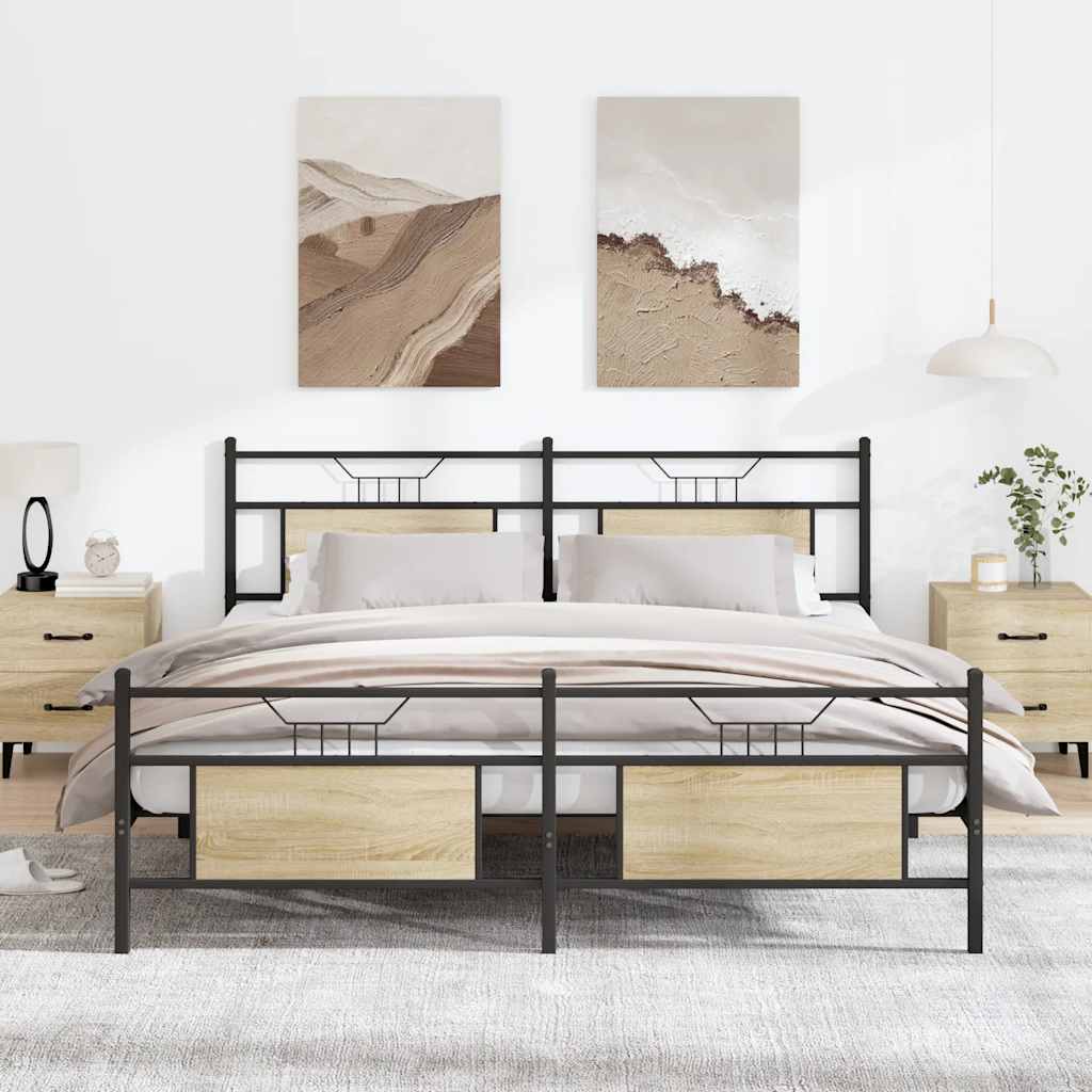 E-shop Multidom Kovový posteľný rám bez matraca dub sonoma 160x200 cm