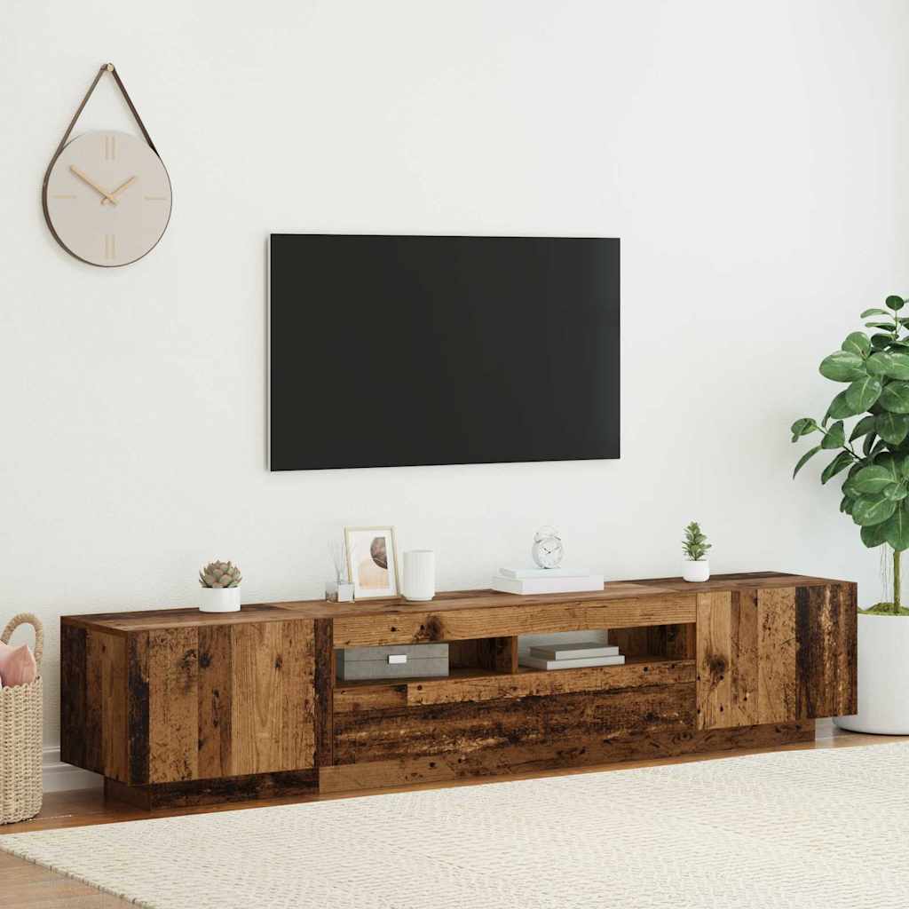 E-shop TV skrinka Multidom s LED osvetlením Staré drevo 200x35x40 cm