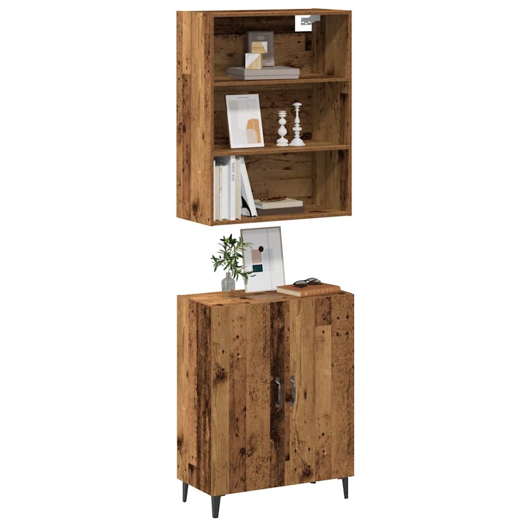 E-shop Multidom Príborník so nástennou skrinkou Old Wood Engineered Wood
