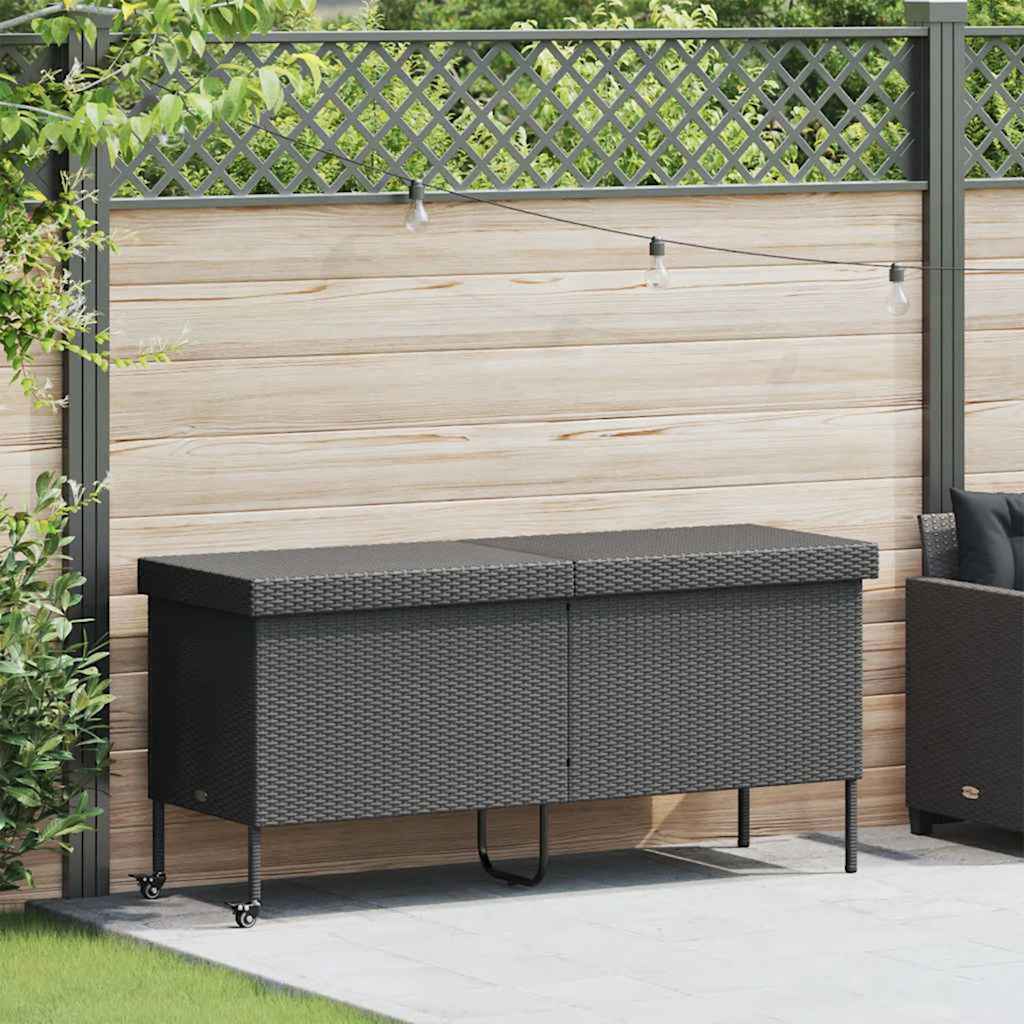 E-shop Multidom Záhradný úložný box s kolieskami čierny 160x55x75 cm polyratan