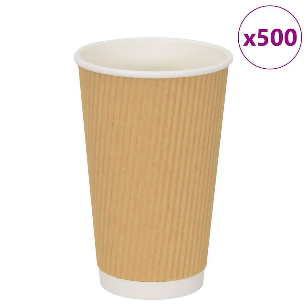 Multidom Papierové šálky na kávu 500 ks 16oz 400ml hnedá