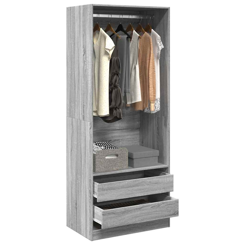 E-shop Multidom Šatník sivý sonoma 80x50x200 cm kompozitné drevo