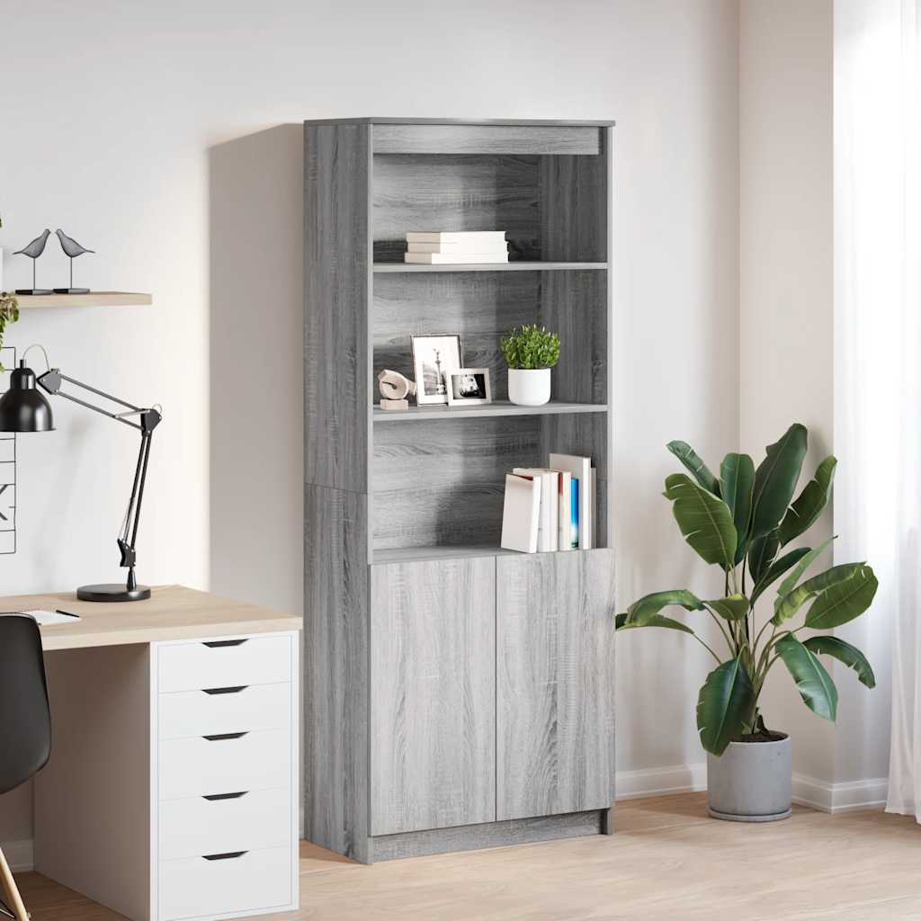 E-shop Multidom Vysoká skrinka sivý dub sonoma 70x35x180 cm kompozitné drevo