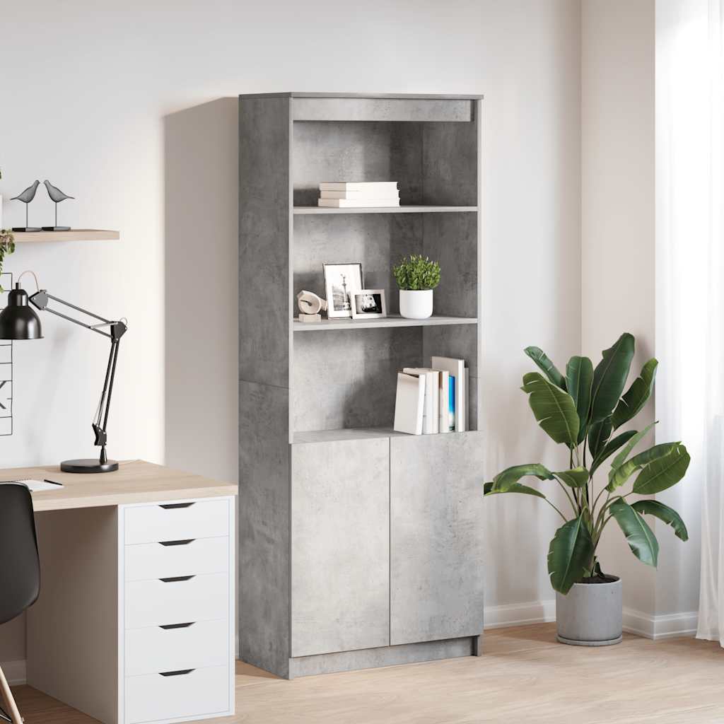E-shop Multidom Vysoká skrinka betónovo sivá 70x35x180 cm kompozitné drevo