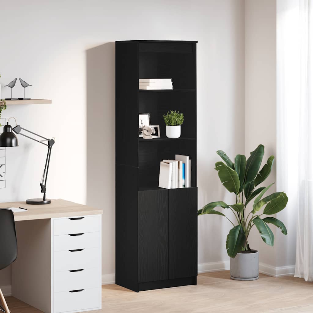 E-shop Multidom Vysoká skrinka čierna dub 50x35x180 cm spracované drevo