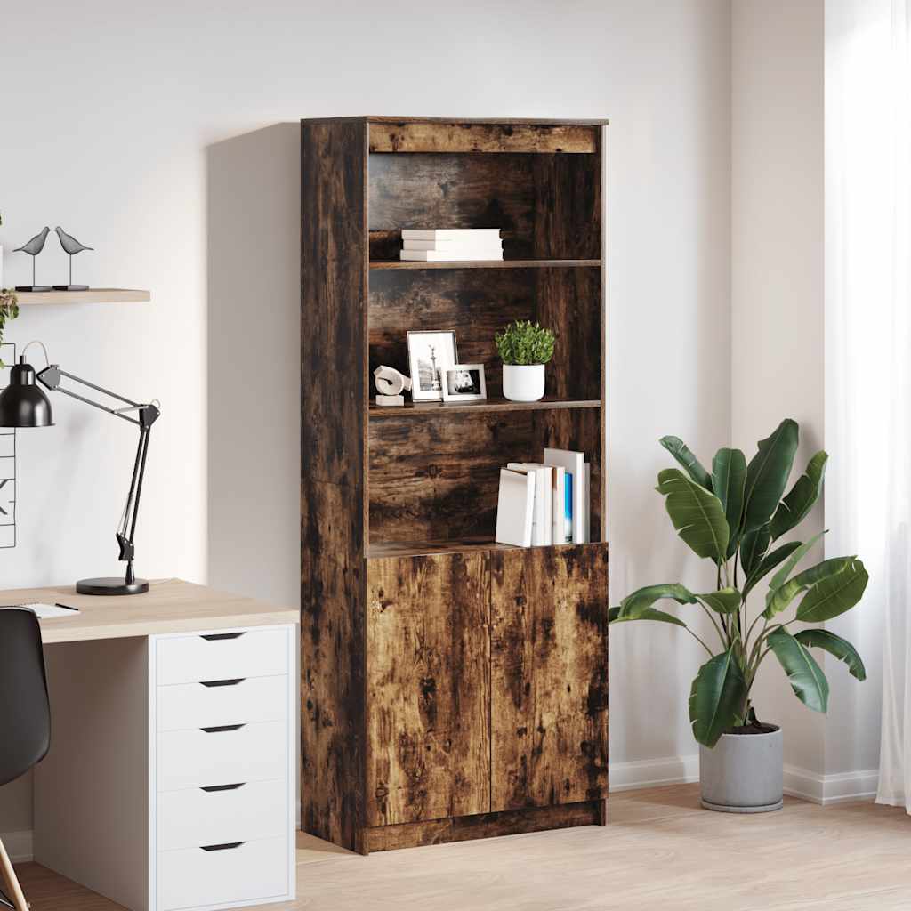 E-shop Multidom Vysoká skrinka dymový dub 70x35x180 cm kompozitné drevo