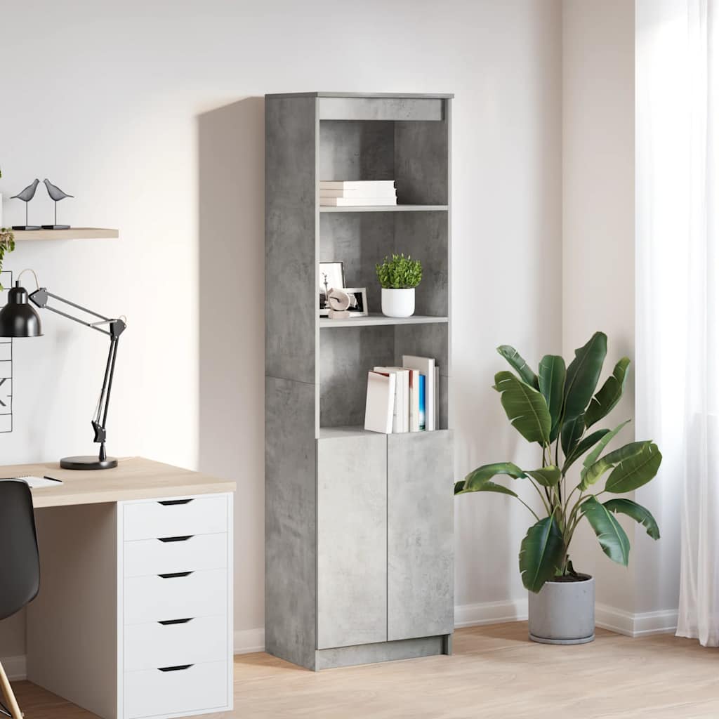 E-shop Multidom Vysoká skrinka betónovo sivá 50x35x180 cm spracované drevo