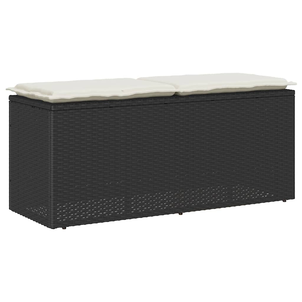 E-shop Multidom Záhradná lavička s vankúšom Čierna 110x40x44 cm Poly Rattan
