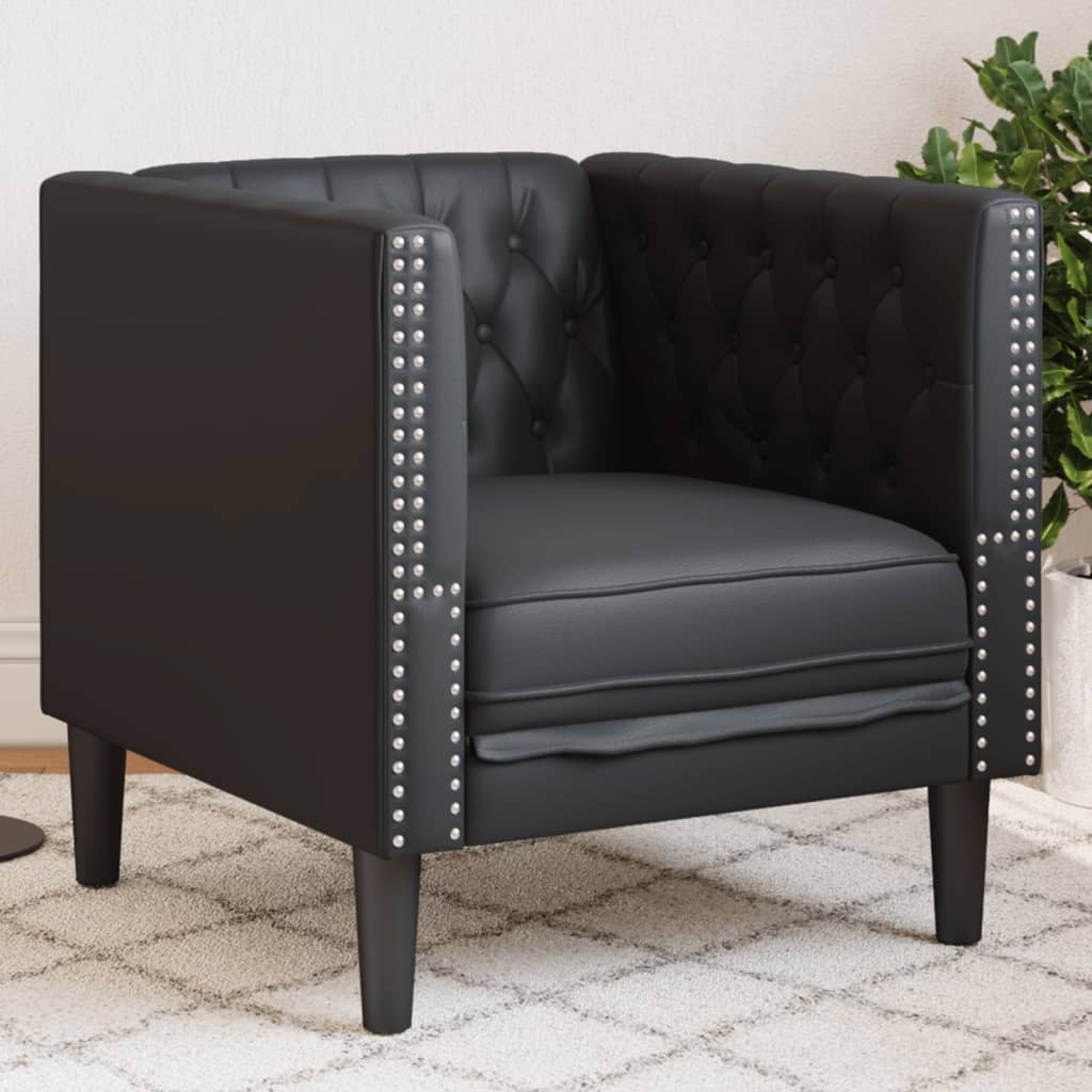 E-shop Multidom Chesterfield Pohovka Kreslo Čierna umelá koža