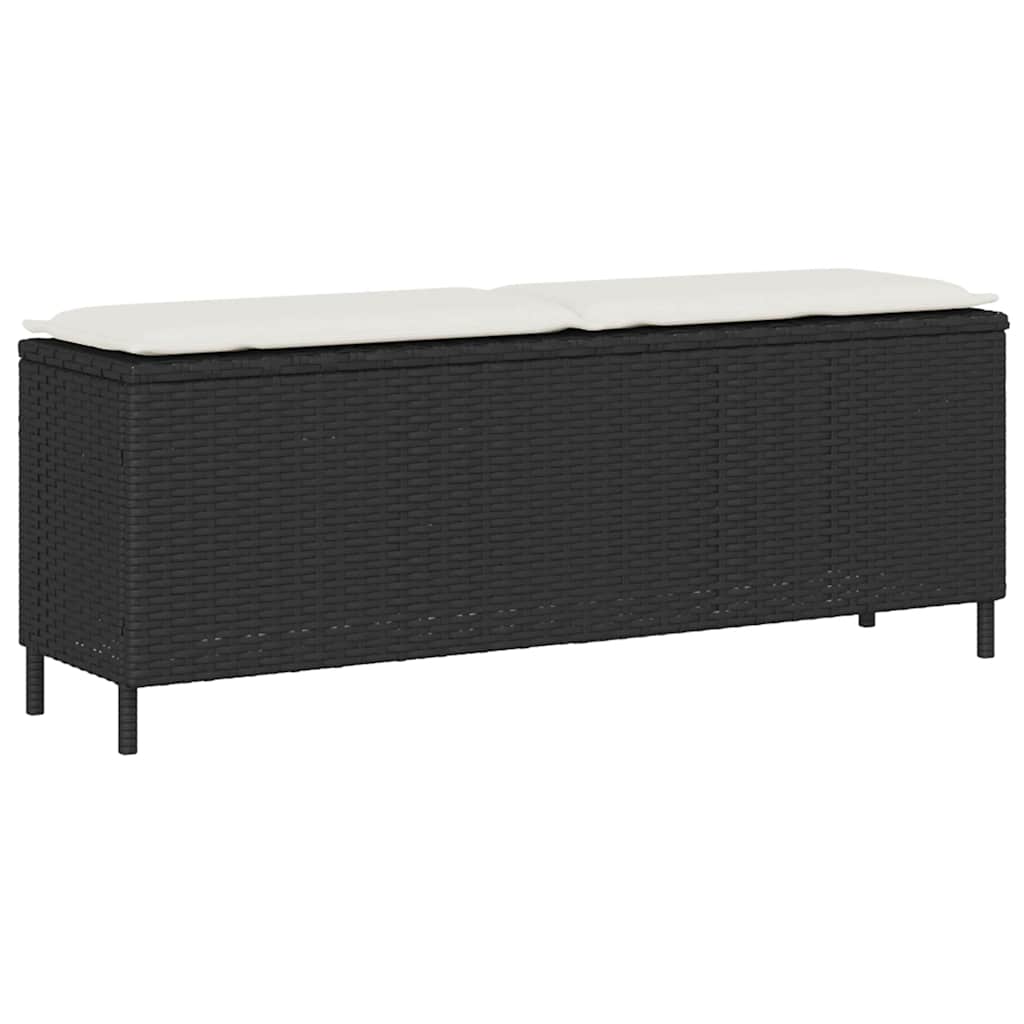 E-shop Multidom záhradná lavica s vankúšom čierna 110x30x40,5 cm polyratan