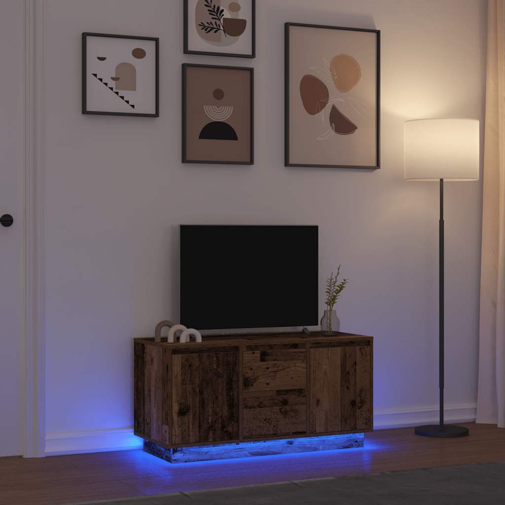 E-shop Multidom TV skrinka s LED svetlami staré drevo 100x41x50 cm