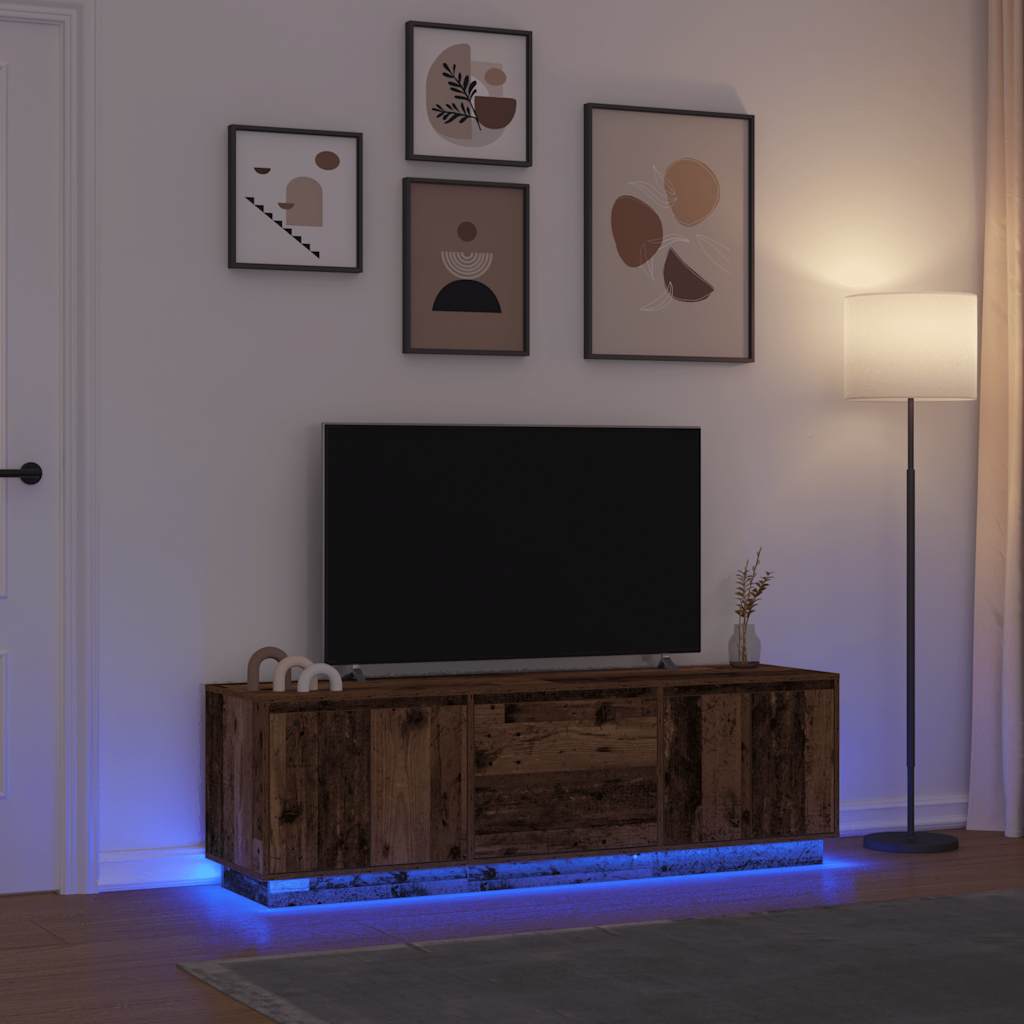 E-shop Multidom TV skrinka s LED svetlami staré drevo 160,5x41x50 cm