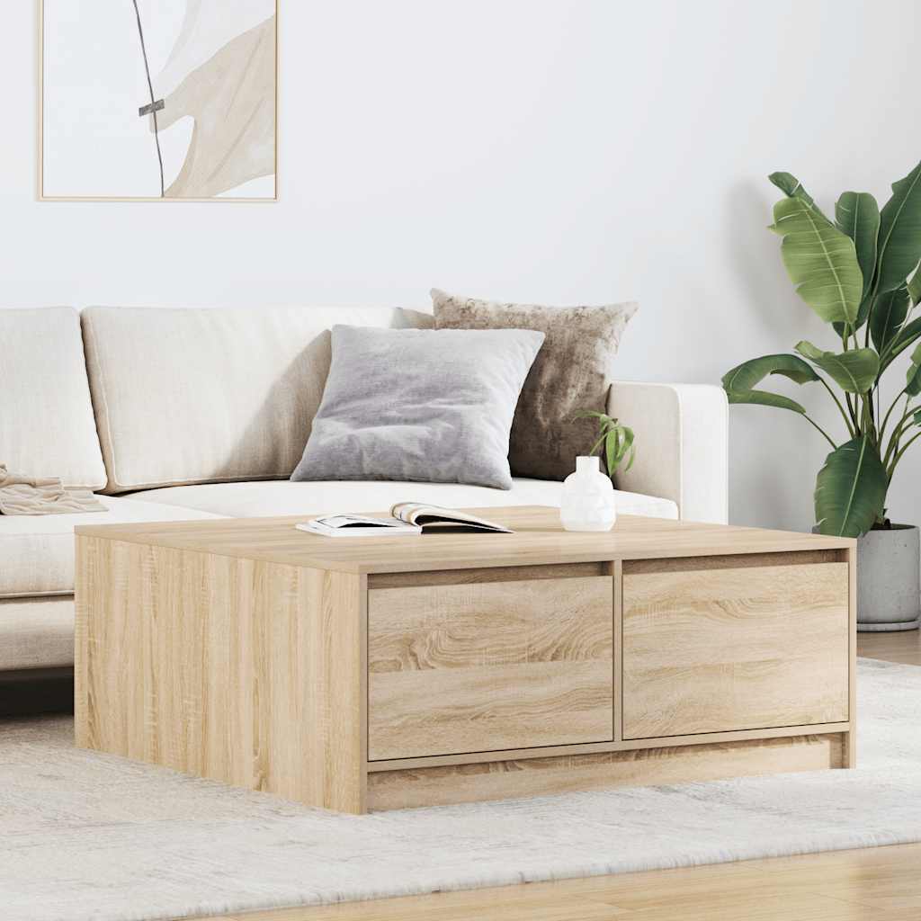 E-shop Multidom konferenčný stolík so zásuvkami, dub sonoma 100x100x40 cm