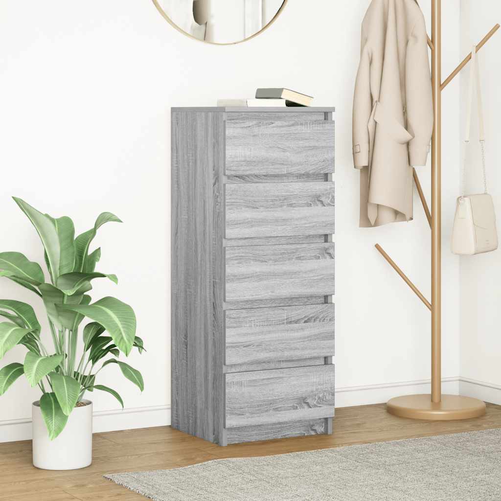 E-shop Multidom Komoda so zásuvkami, sivá sonoma 37,5x35x99cm, kompozitné drevo