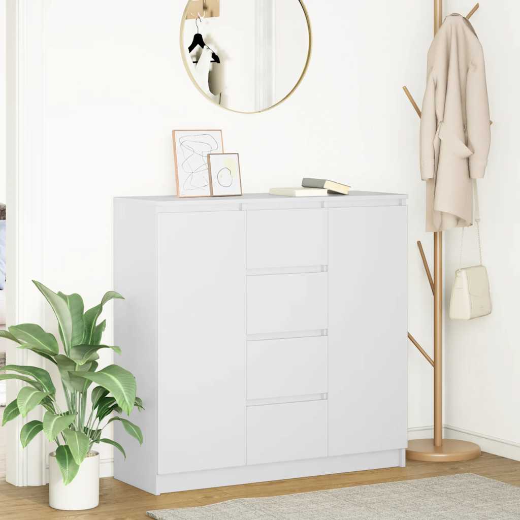 E-shop Multidom Komoda so zásuvkami, biela 100,5x35x98,5 cm, kompozitné drevo