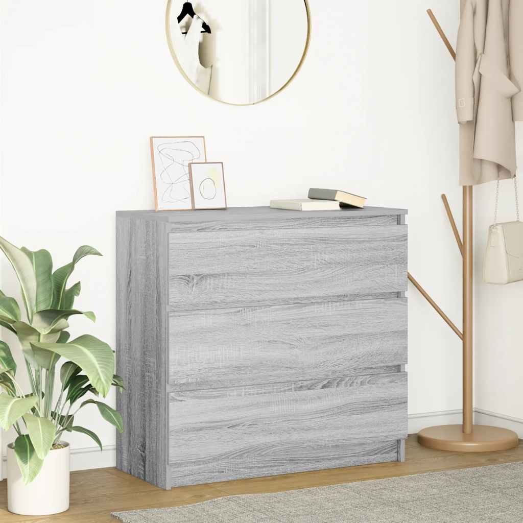 E-shop Multidom Komoda sivý dub sonoma 80x35x76 cm spracované drevo