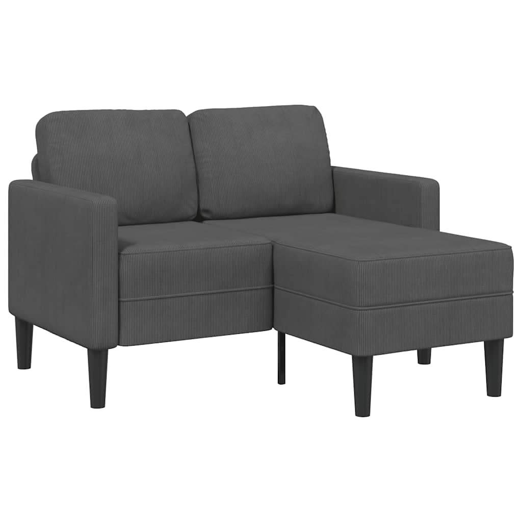 E-shop Multidom 2-miestna pohovka s ležadlom v tvare L, tmavosivá, 125 cm, ľanová