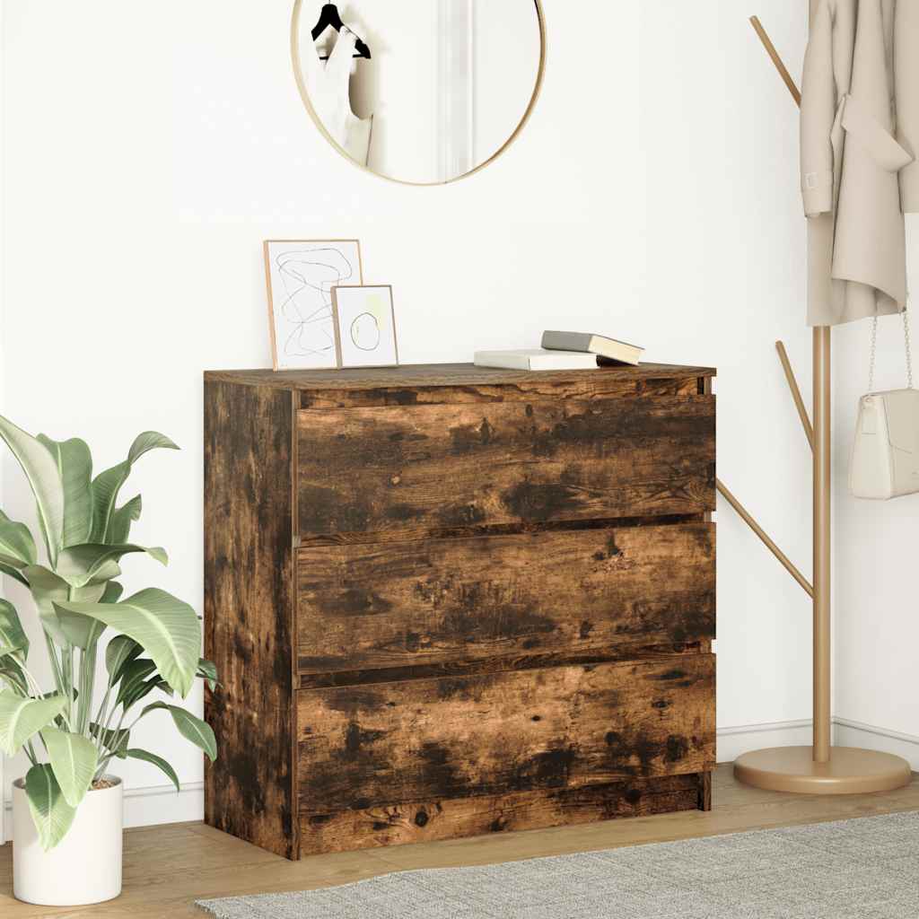 E-shop Multidom Komoda dymový dub 80x35x76 cm kompozitné drevo