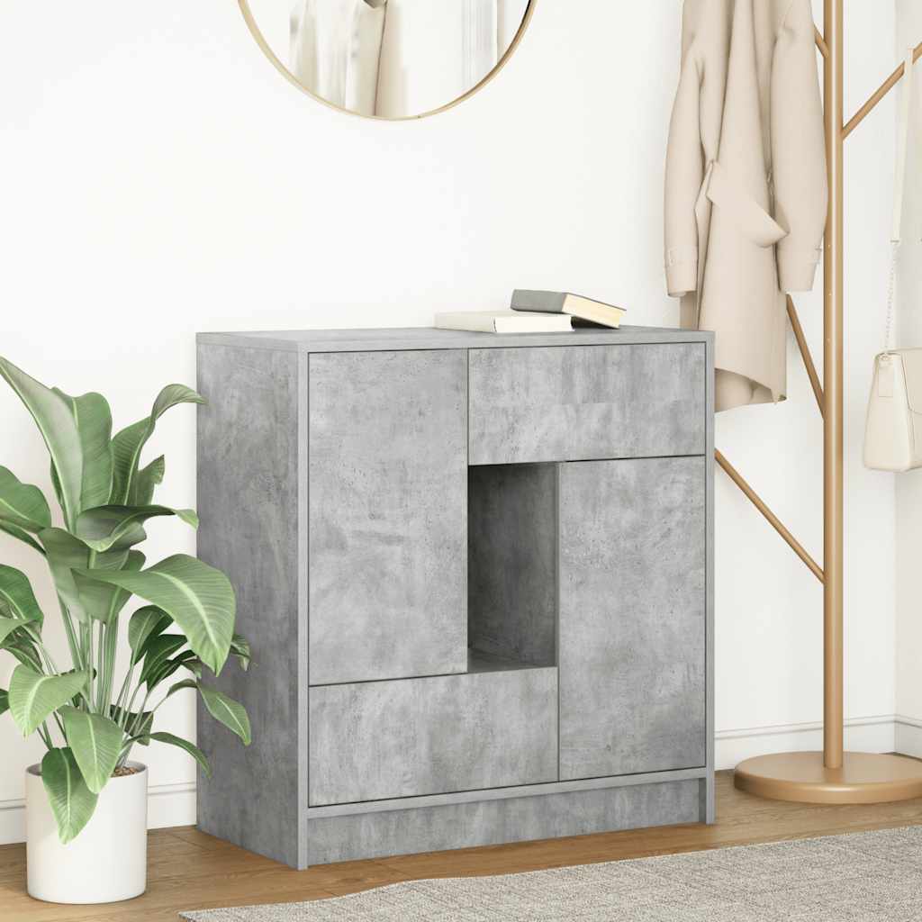 E-shop Multidom Komoda so zásuvkami a dvierkami, betónová sivá 70,5x34x74,5 cm