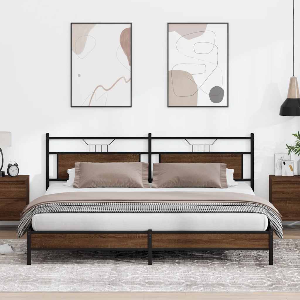 E-shop Multidom Kovový posteľný rám bez matraca hnedý dub 193x200 cm