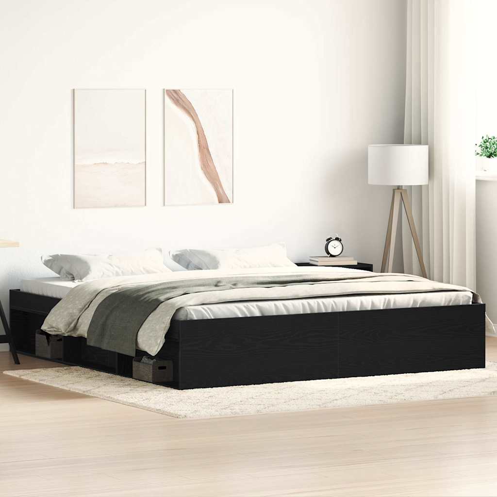 E-shop Multidom Rám postele bez matraca čierny dub 200x200 cm kompozitné drevo