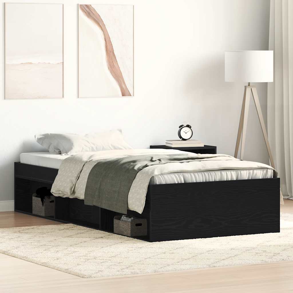 E-shop Multidom Posteľný rám bez matraca čierny dub 90x200 cm kompozitné drevo