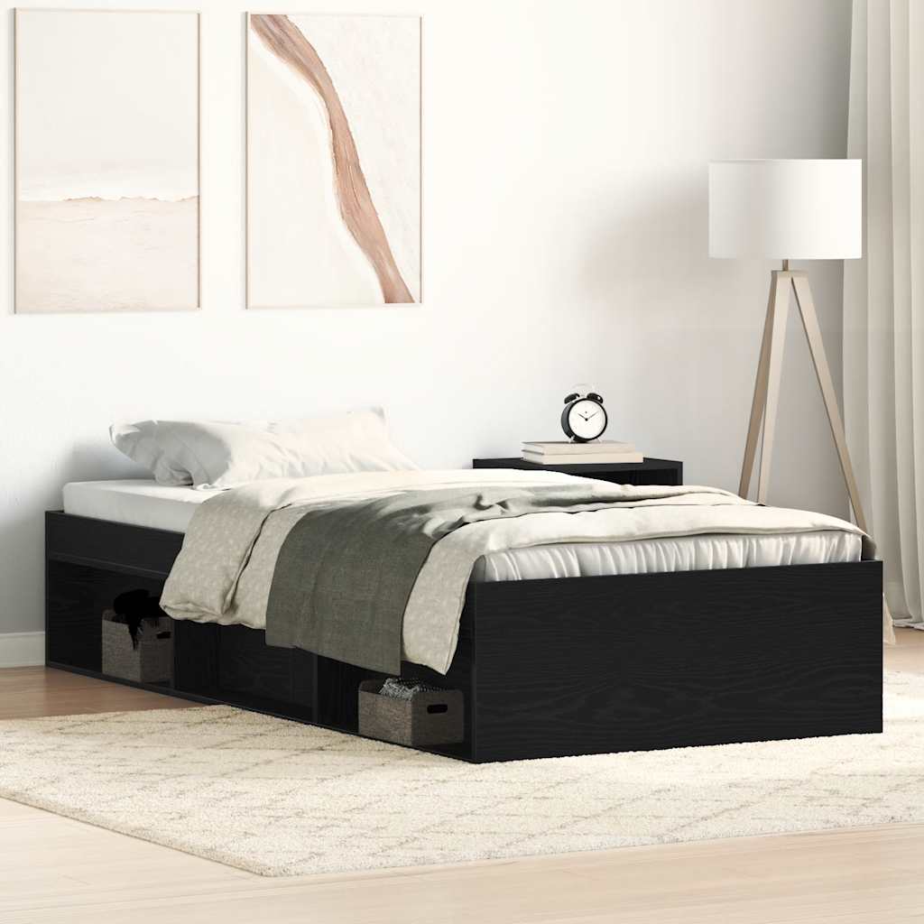E-shop Multidom Posteľný rám bez matraca čierny dub 75x190 cm kompozitné drevo