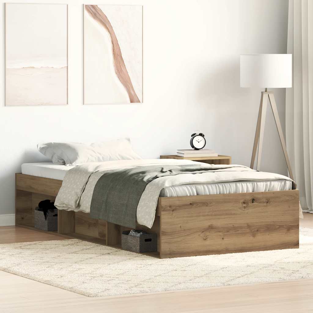 E-shop Multidom Posteľný rám bez matraca dub artisan 75x190 cm kompozitné drevo