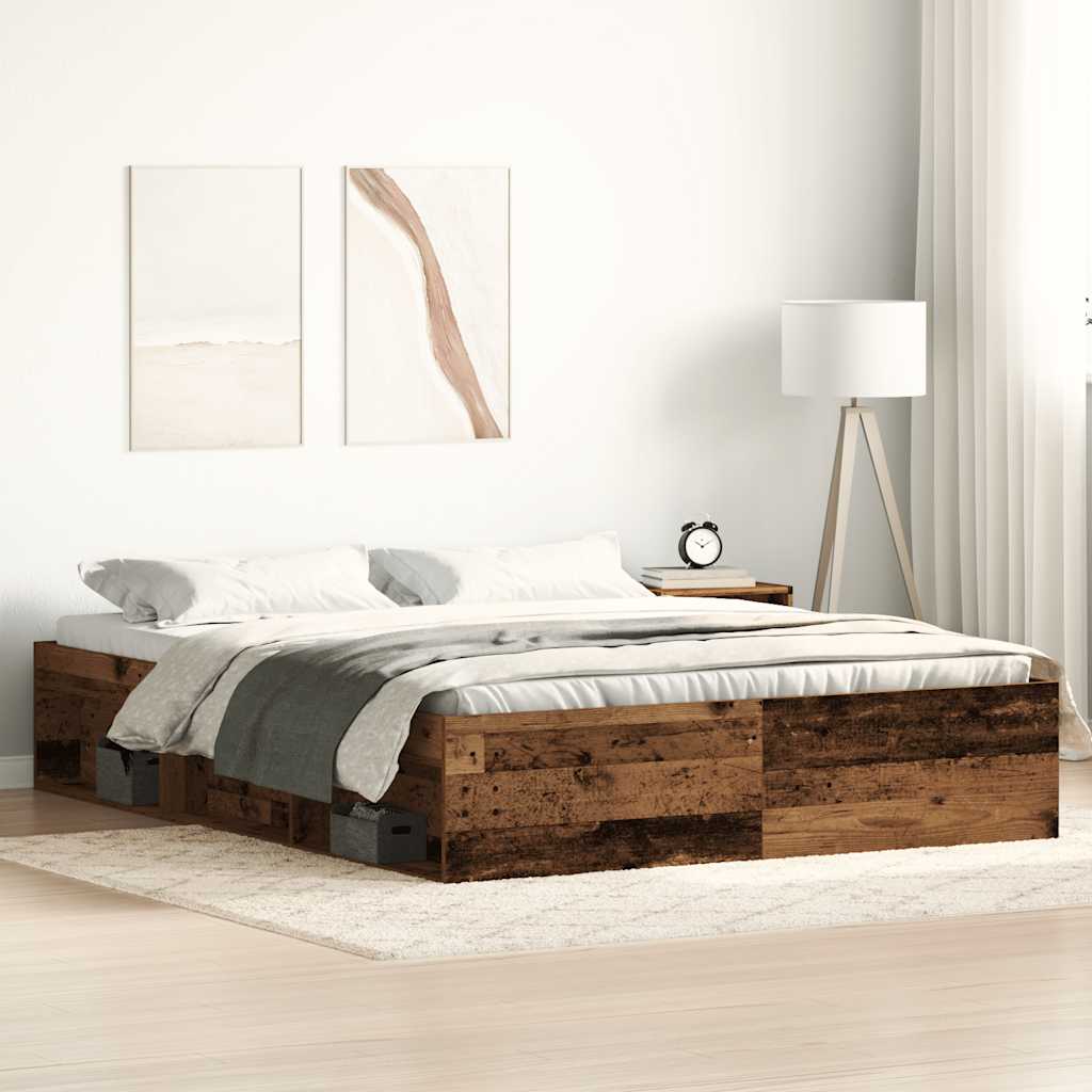 E-shop Multidom Posteľný rám bez matraca staré drevo 150x200cm kompozitné drevo
