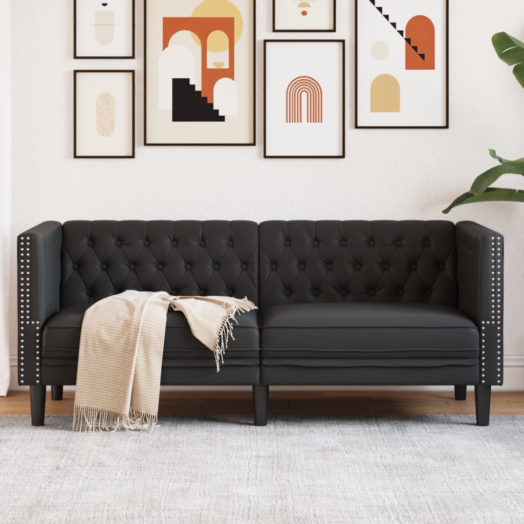 E-shop Multidom Pohovka chesterfield 2-miestna čierna umelá koža