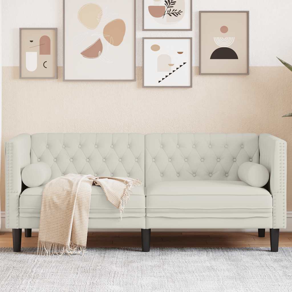 E-shop Multidom 2-miestna pohovka Chesterfield s opierkami krémová zamat