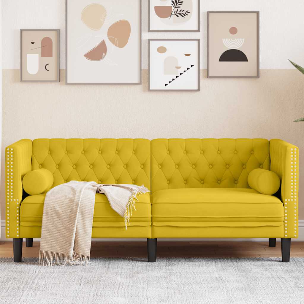 E-shop Multidom 2-miestna pohovka Chesterfield s opierkami žltá zamat