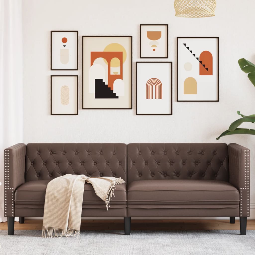 E-shop Multidom Pohovka chesterfield 3-miestna hnedá umelá koža