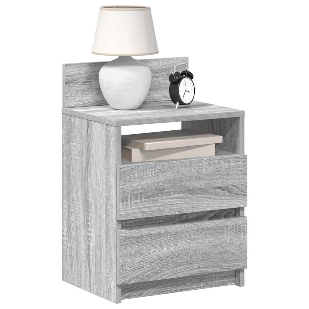 E-shop Multidom Nočné stolíky 2 ks s 2 zásuvkami sivé sonoma 40x33x60 cm