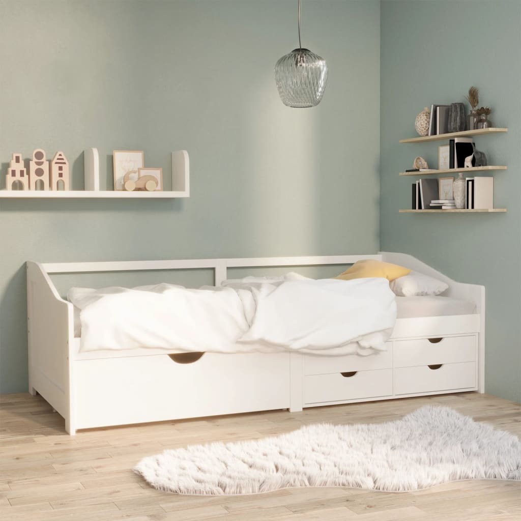 E-shop Multidom 3-miestna posteľ so zásuvkami biela masívna borovica 90x200 cm