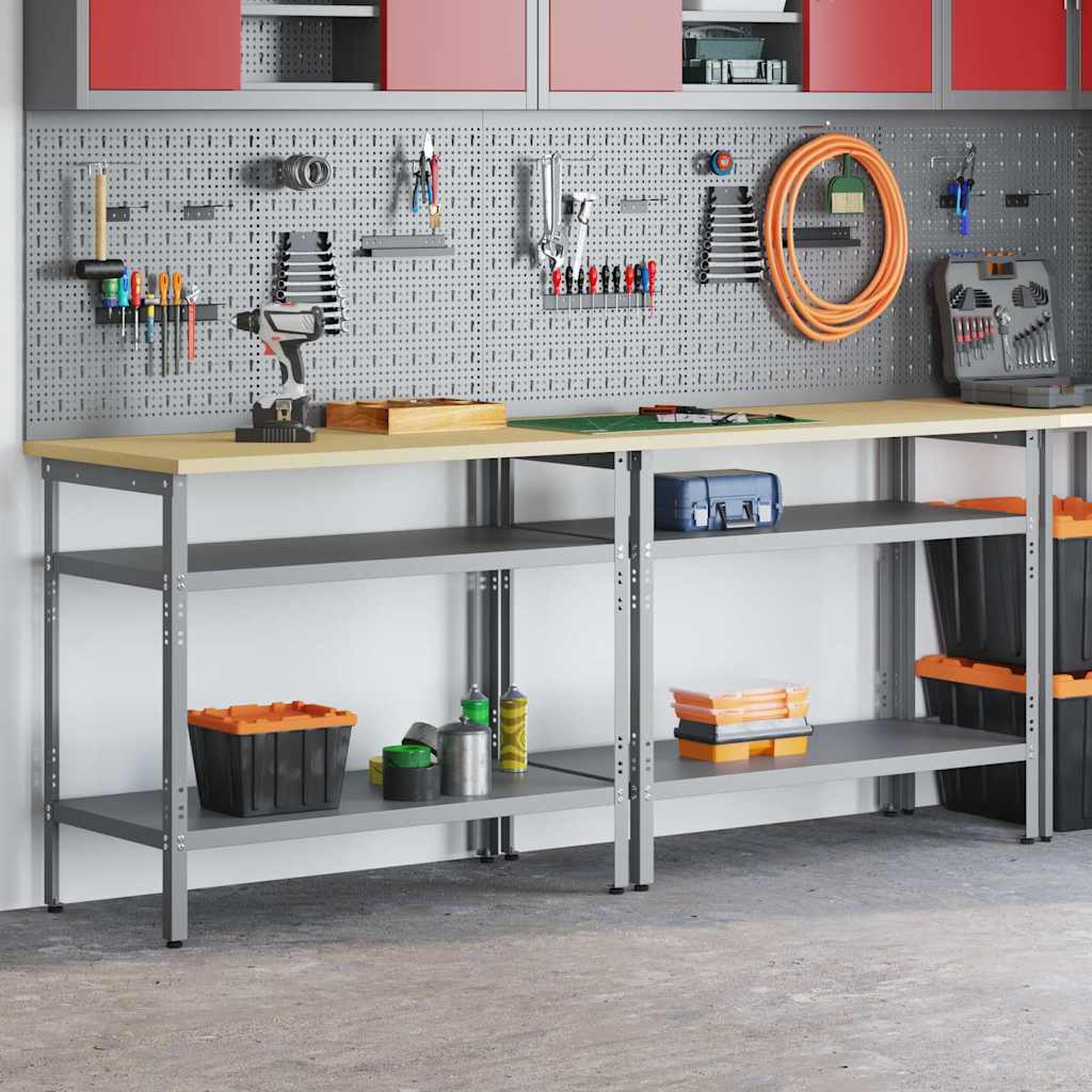 E-shop Multidom Sada pracovného stola 2 pcs Béžová a šedá 200 x 55 x 85 cm