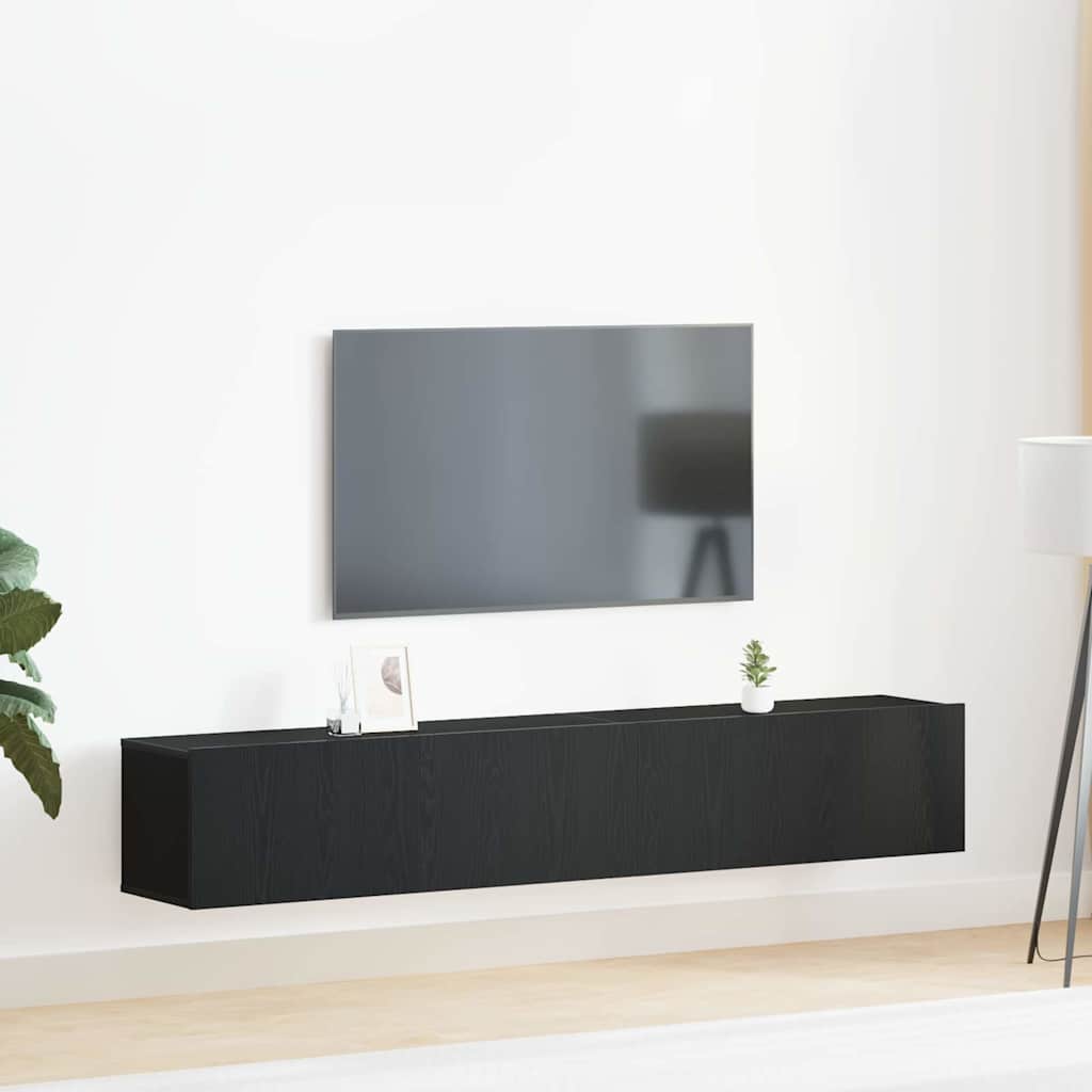 E-shop Multidom Zostava TV skriniek Nástenný 2 pcs Čierny dub Kompozitné drevo