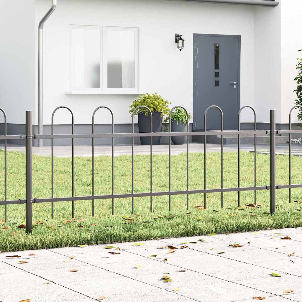 E-shop Multidom Záhradný plot 3 pcs Sivá 5,1 x 0,6 m Práškovaná oceľ