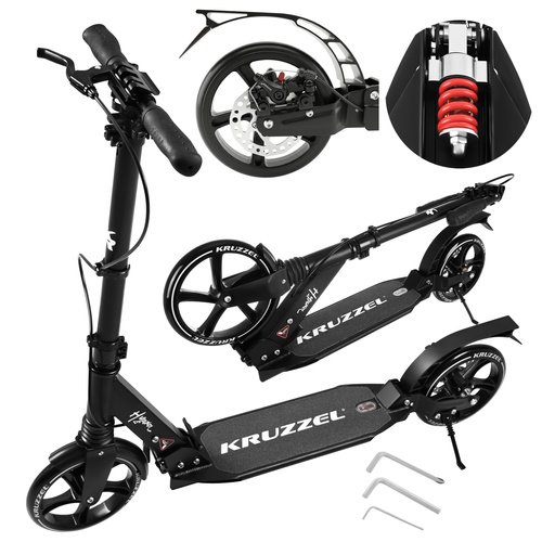 E-shop Skladacia kolobežka Kruzzel Hyperion B 26142, odpružená, s kotúčovou brzdou, čierna