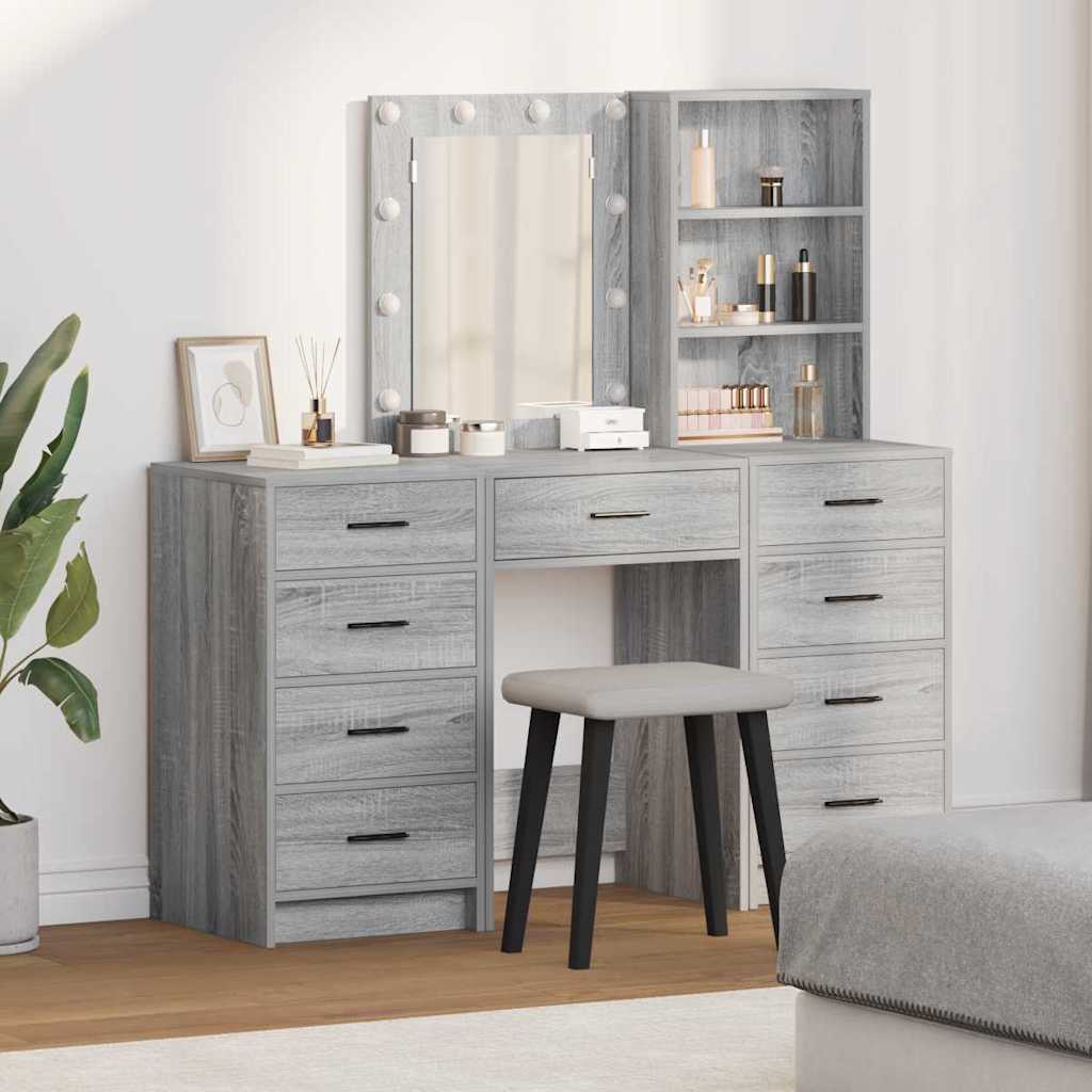 Multidom Toaletný stolík 3 pcs Sivá 40 x 41 x 135 cm Kompozitné drevo
