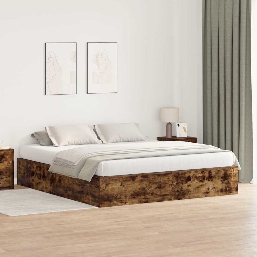 E-shop Multidom Rám postele s úložným prostorem Dymová dub 200 x 200 cm