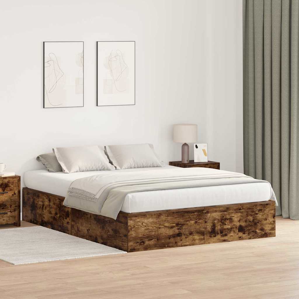 E-shop Multidom Rám postele s úložným prostorem Dymová dub 150 x 200 cm