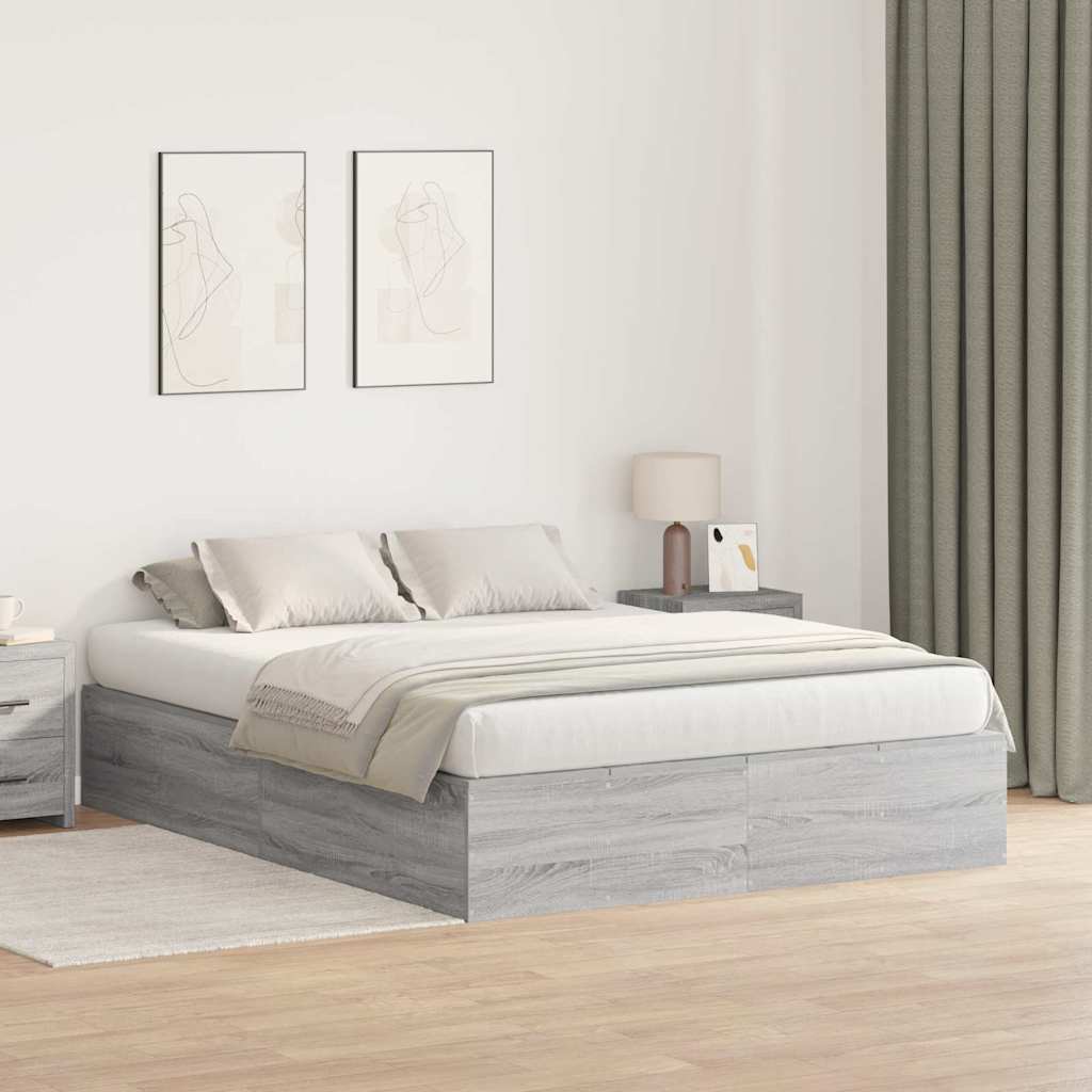 E-shop Multidom Rám postele s úložným prostorem Sivý Sonoma 150 x 200 cm
