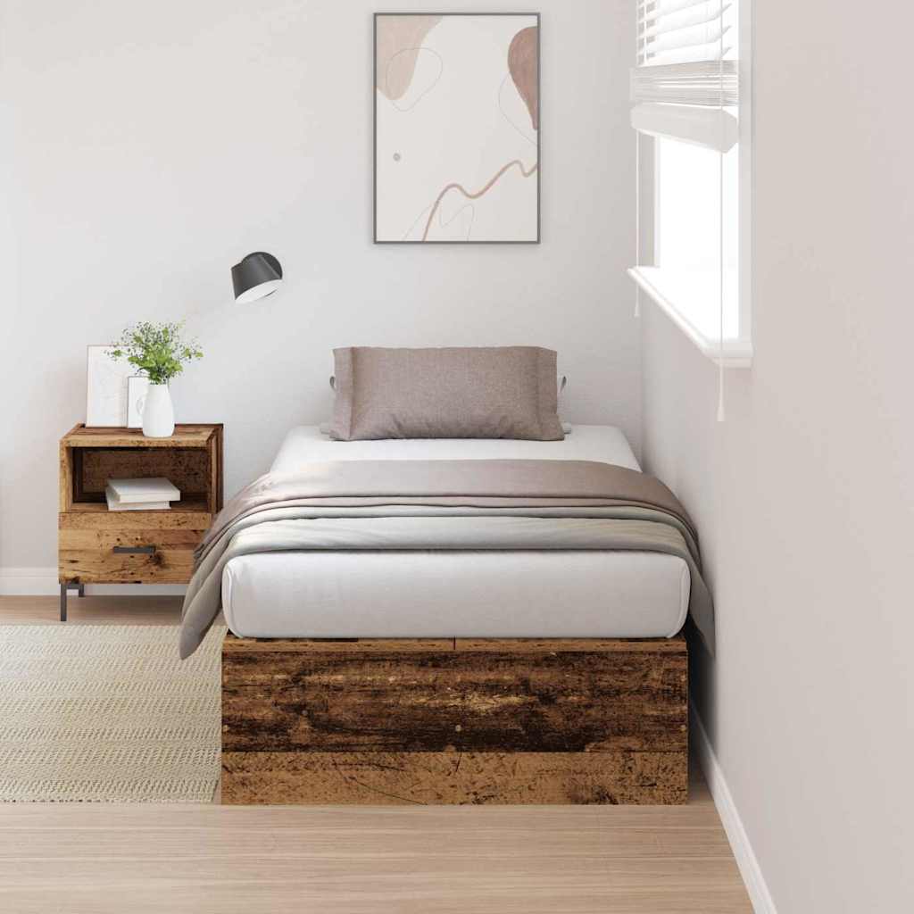 E-shop Multidom Rám postele s úložným prostorem Staré drevo 90 x 190 cm