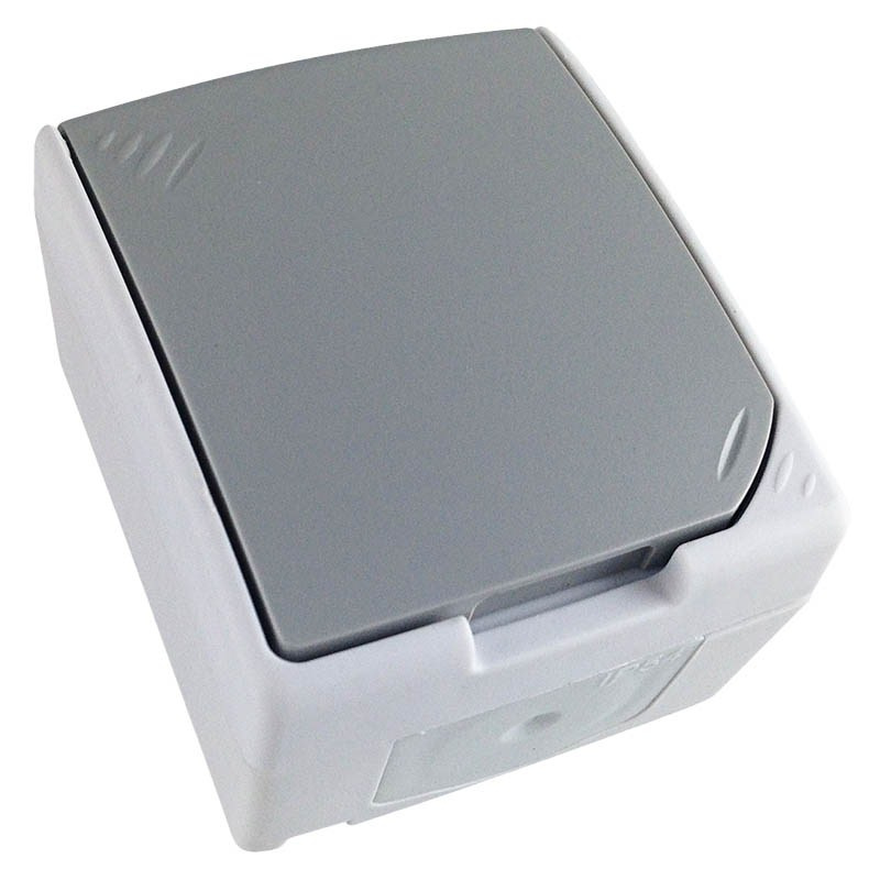 E-shop Solight Zásuvka do vlhka IP54 sivá (SOLID), 5B305
