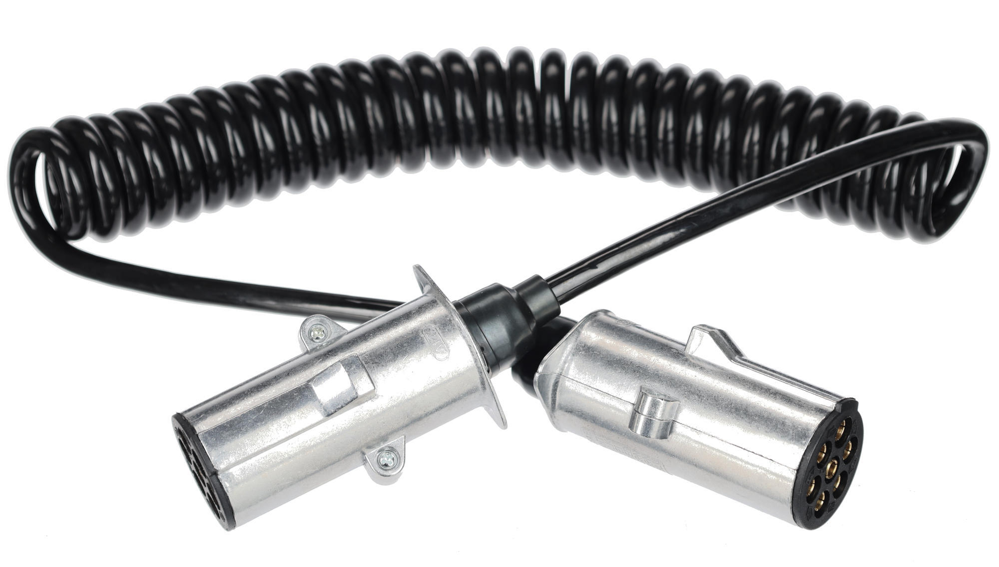 E-shop Propojovací spirálový kabel 7pin typ N TRAILER CABLE 13, kovová zástrčka, 24V, 3,5m SIXTOL