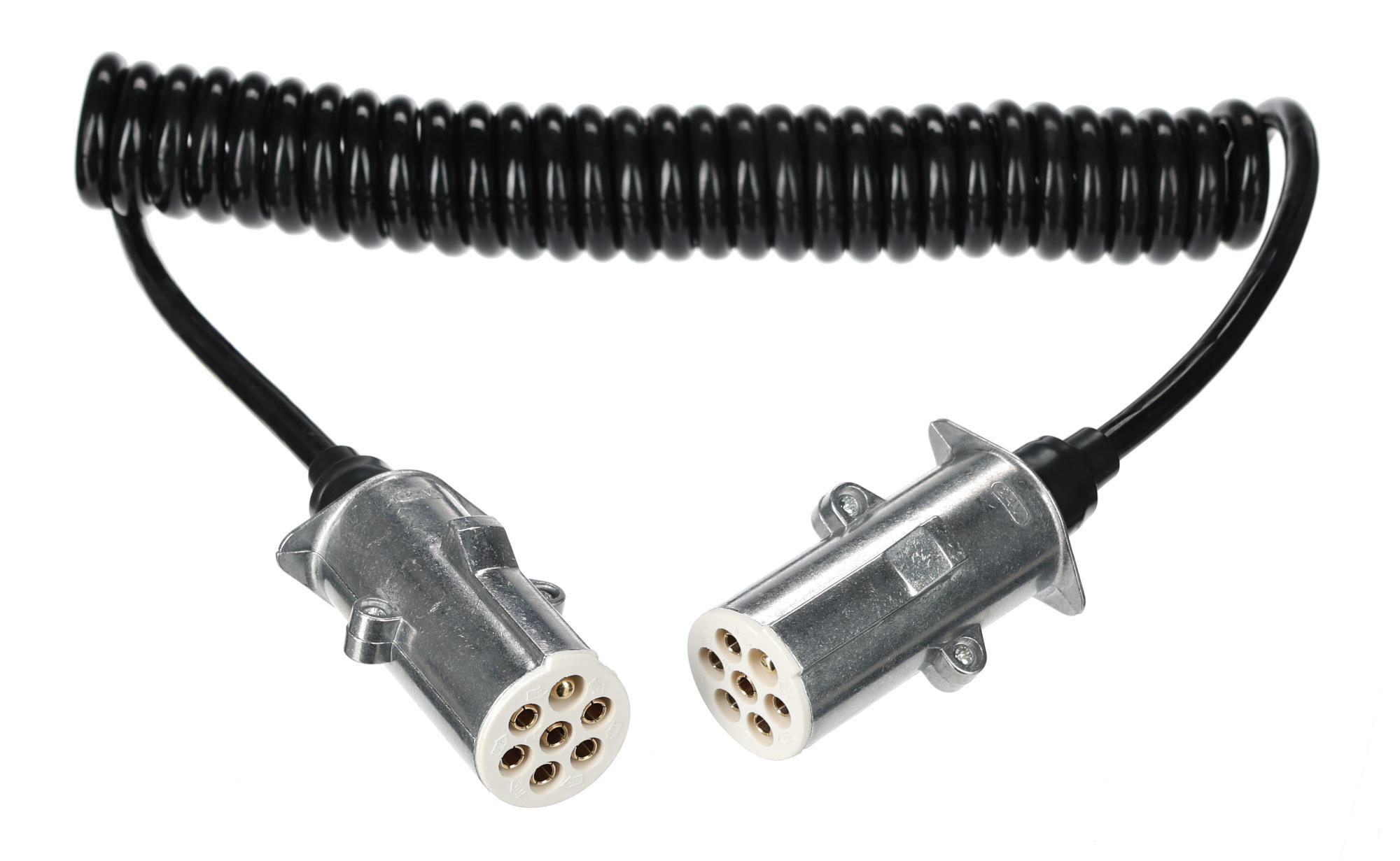 E-shop Propojovací spirálový kabel 7pin typ S TRAILER CABLE 12, kovová zástrčka, 24V, 3,5m SIXTOL