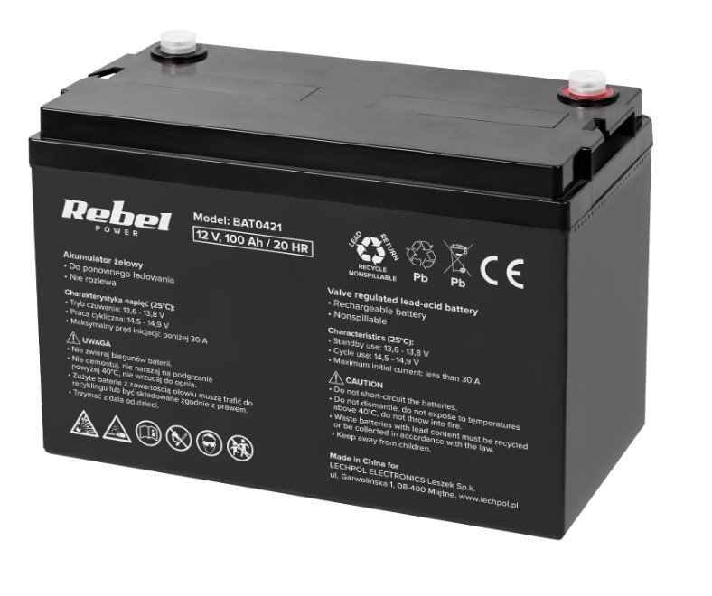 E-shop Batéria olovená 12V/100Ah REBEL BAT0421 gélový akumulátor