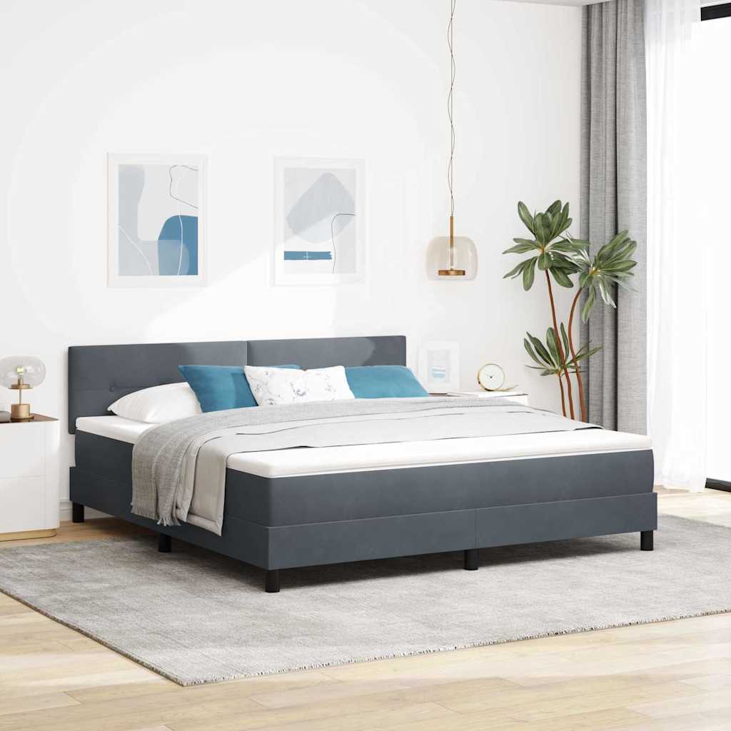 Multidom Posteľ s pružinovým rámom Tmavo šedá 180 x 200 cm Zamat