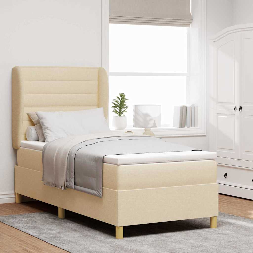 E-shop Multidom Posteľ s pružinovým rámom s matracmi Krémová 190 x 90 cm látka